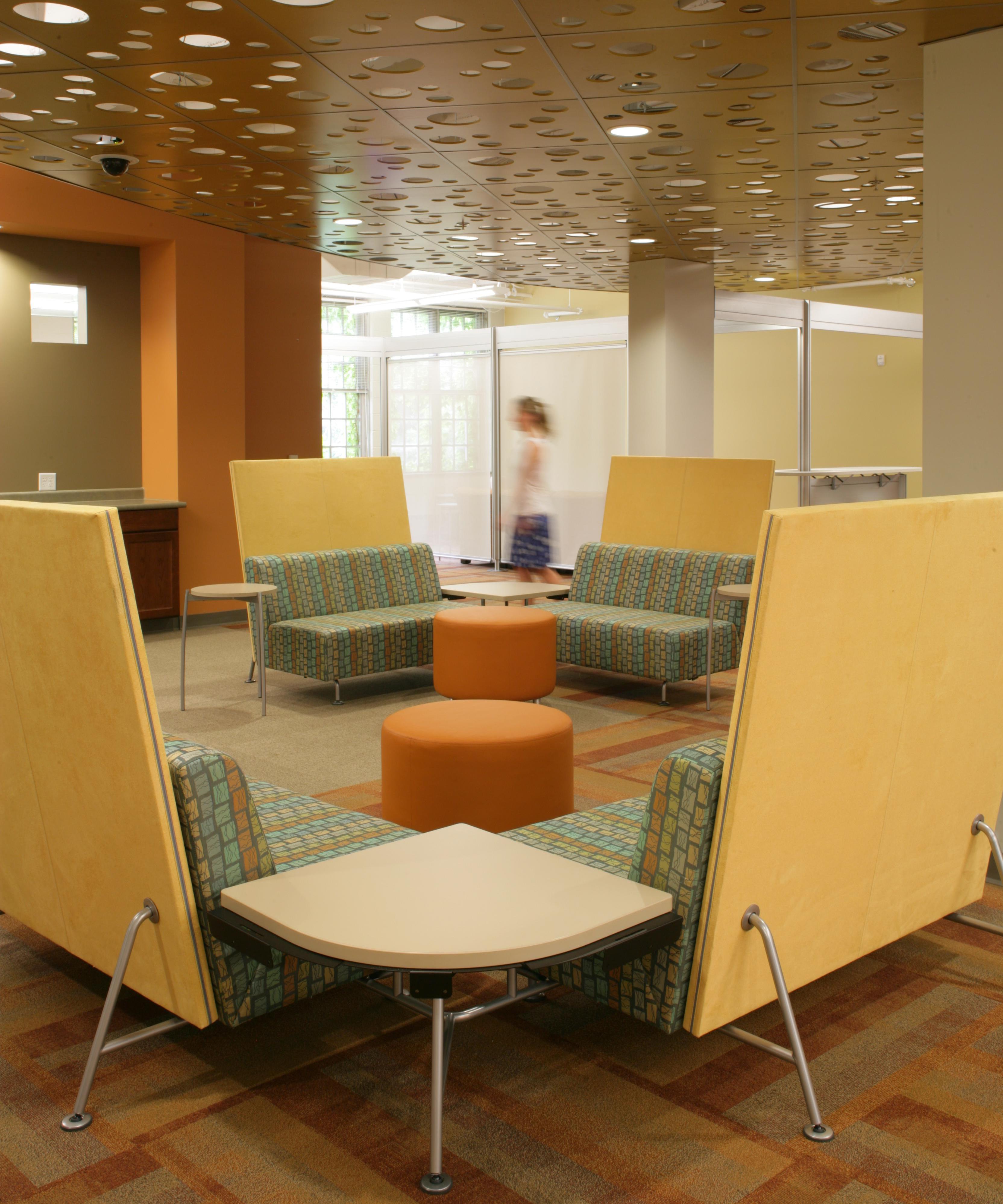 furniture and a girl walking